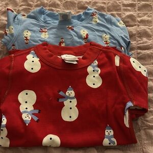 Red Snowman Print Long Sleeve Shirt christmas pj top